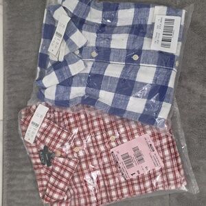 J. Crew Women's Button Down Shirts Red Blue Plaid Bundle NWT Flannel 14 Long Slv